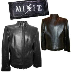 Womens Mixit Black Leather Jacket, Size M